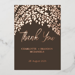 Invitación Con Relieve Metalizado Hojas de oro rosa Bodas agradecimiento Chocolate m