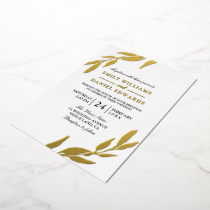 Invitación Con Relieve Metalizado Hojas de pan de oro Boda de hoja de oro