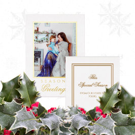 Invitación Con Relieve Metalizado Holly and the Ivy White & Gold Christmas Card