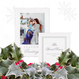 Invitación Con Relieve Metalizado Holly and the Ivy White & Silver Christmas Card