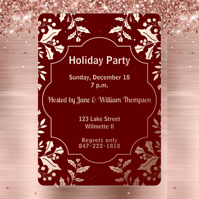 Invitación Con Relieve Metalizado Holly Holiday Pary (Subido por el creador)
