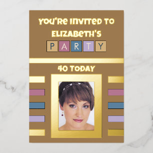 Invitación Con Relieve Metalizado Hoy estás invitado a la fiesta de cumpleaños 40 ma