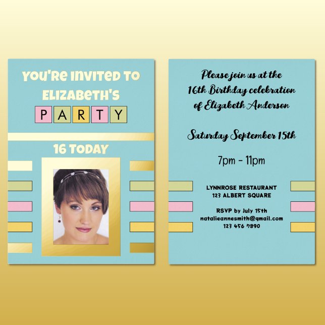 Invitación Con Relieve Metalizado Hoy te invitan a la fiesta de cumpleaños 16 turque (Subido por el creador)