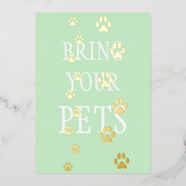 Invitación Con Relieve Metalizado Huellas de patas de perro y gato Personalizadas Am (Anverso)