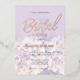 Invitación Con Relieve Metalizado Hydrangea Floral Bridal Shower