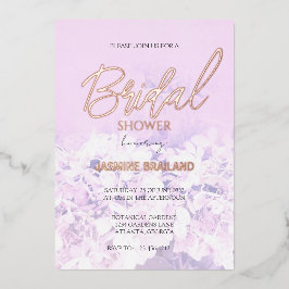 Invitación Con Relieve Metalizado Hydrangea Floral Bridal Shower