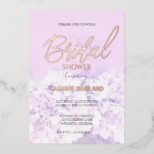 Invitación Con Relieve Metalizado Hydrangea Floral Bridal Shower
