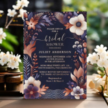 Hydrangea Metallic Pure Navy Blue Bridal Shower
