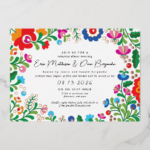 Invitación Con Relieve Metalizado I Embroidery Mexicano Cena de Ensayo de Boda de Ho