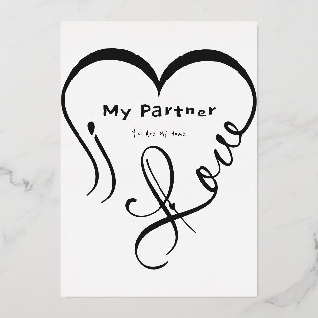 Invitación Con Relieve Metalizado I Love My Partner - You Are My Home Throw Pillow (Anverso)
