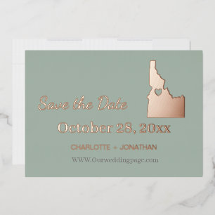 Invitación Con Relieve Metalizado Idaho Boda Guardar la Fecha Rosa Dorado  
