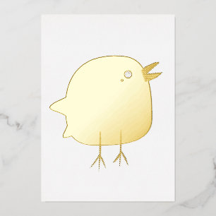 Invitación Con Relieve Metalizado Ilustración de pajarito rosa lindo