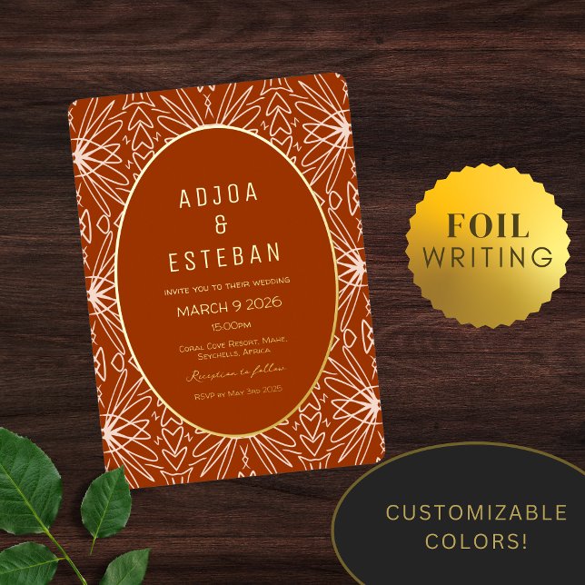 Invitación Con Relieve Metalizado Impresión moderna de la tribu bohemia selvática (Subido por el creador)