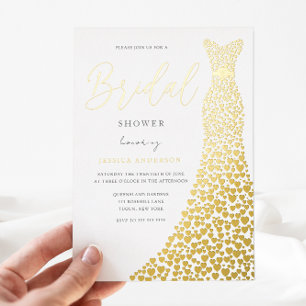 Invitación Con Relieve Metalizado Impresionante vestido de papel de aluminio con cor