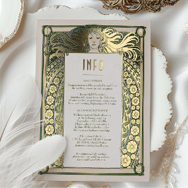 Invitación Con Relieve Metalizado Información del Boda Art Nouveau detalla Mucha ver