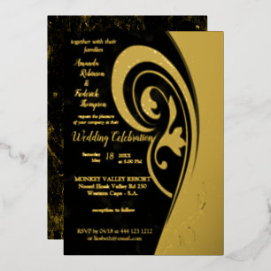 Invitación Con Relieve Metalizado Inspiración de papel de aluminio de filigrana de o