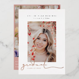 Invitación Con Relieve Metalizado Instantáneas con guión Foto Graduación