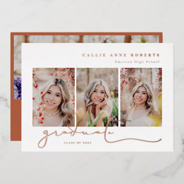 Invitación Con Relieve Metalizado Instantáneas con guión Foto Graduación