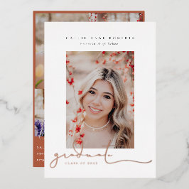 Invitación Con Relieve Metalizado Instantáneas con guión Foto Graduación