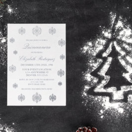 Invitación Con Relieve Metalizado Invierno de Snowflake Quinceanera