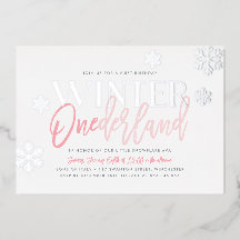 Invierno ONEderland 1er Cumpleaños Rosa Plateado