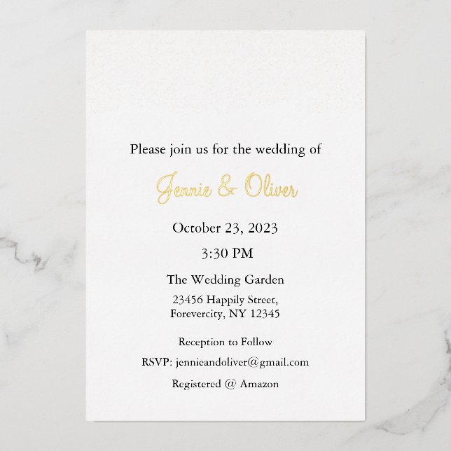 Invitación Con Relieve Metalizado Invitación a la boda, Boda estacional, Relieve met (Anverso)