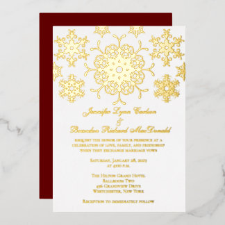 Invitación Con Relieve Metalizado Invitación a la boda de copos de nieve de Relieve