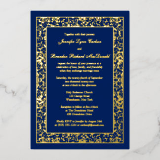 Invitación Con Relieve Metalizado Invitación a la boda de Relieve metalizado dorado 
