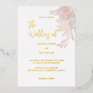 Invitación Con Relieve Metalizado Invitación a la boda de Relieve metalizado floral