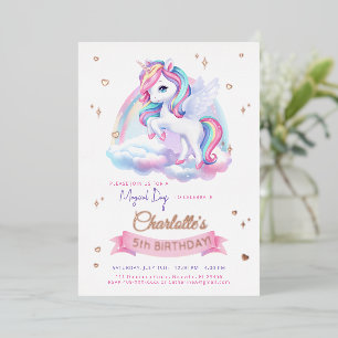 Invitación Con Relieve Metalizado Invitación a Relieve metalizado Cumpleaños Unicorn