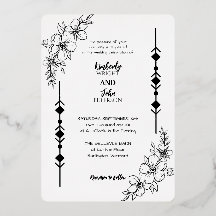 Invitación a Relieve metalizado de Boda de Moda si