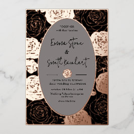 Invitación Con Relieve Metalizado Invitación a Relieve metalizado de Boda de Rosas n