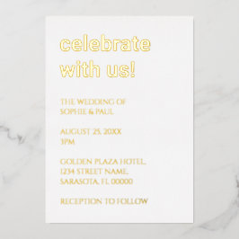 Invitación Con Relieve Metalizado Invitación a Relieve metalizado de Boda simple y e