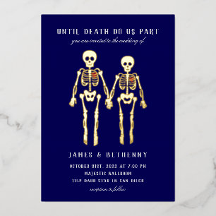 Invitación Con Relieve Metalizado Invitación a Relieve metalizado de esqueletos romá