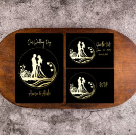 Invitación Con Relieve Metalizado Invitación a Relieve metalizado dorado de parejas 