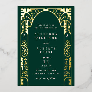 Invitación Con Relieve Metalizado Invitación al Relieve metalizado Art Nouveau Arch 