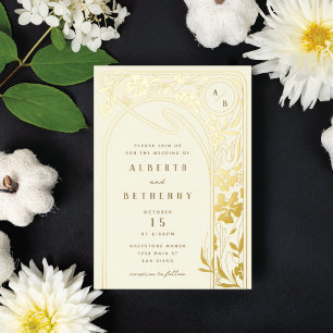 Invitación Con Relieve Metalizado Invitación al Relieve metalizado Art Nouveau Arch 