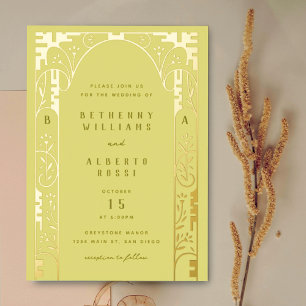 Invitación Con Relieve Metalizado Invitación al Relieve metalizado Art Nouveau Arch