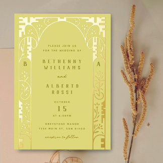 Invitación Con Relieve Metalizado Invitación al Relieve metalizado Art Nouveau Arch 