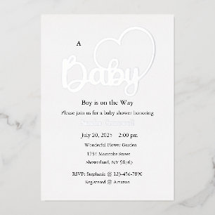 Invitación Con Relieve Metalizado Invitación al Relieve metalizado Baby Shower, guió
