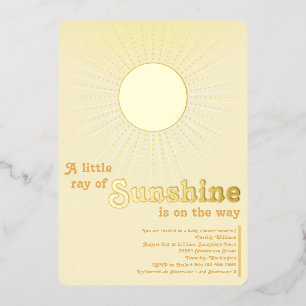 Invitación Con Relieve Metalizado Invitación al Relieve metalizado Baby Shower Sunsh