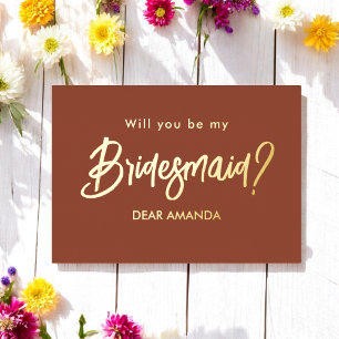 Invitación Con Relieve Metalizado Invitación al Relieve metalizado Be My Bridesmaid