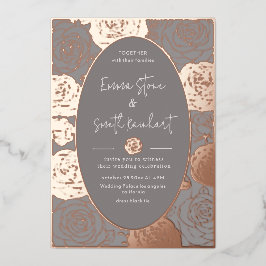 Invitación Con Relieve Metalizado Invitación al Relieve metalizado Boda de Rosas gri