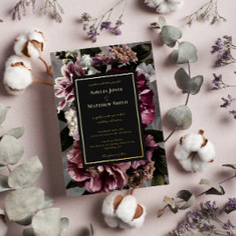 Invitación Con Relieve Metalizado Invitación al Relieve metalizado Boda floral oscur