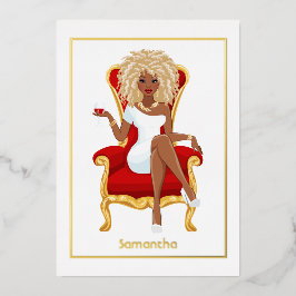 Invitación Con Relieve Metalizado Invitación al Relieve metalizado Chica de cumpleañ