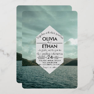 Invitación Con Relieve Metalizado Invitación al Relieve metalizado de Boda azul mari