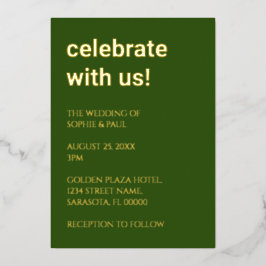 Invitación Con Relieve Metalizado Invitación al Relieve metalizado de Boda verde for
