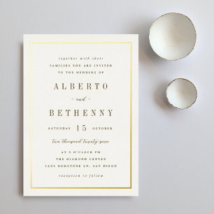 Invitación Con Relieve Metalizado Invitación al Relieve metalizado de borde dorado