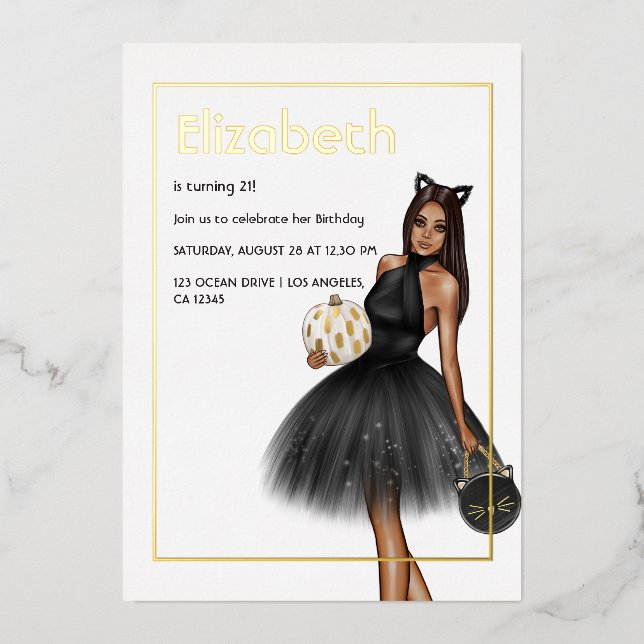 Invitación Con Relieve Metalizado Invitación al Relieve metalizado de cumpleaños de  (Anverso)