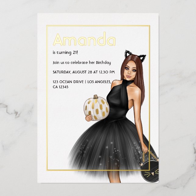 Invitación Con Relieve Metalizado Invitación al Relieve metalizado de cumpleaños de  (Anverso)